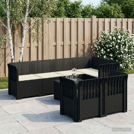 vidaXL Canapé de Jardin 7 Places avec Coussins Look Rattan PP (1/5)