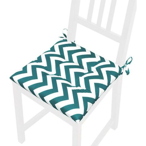 Coussin pour Chaise Doux Universel Lacets de fixation Lavable Housses de Chaise Zig Zag rayé - Vert