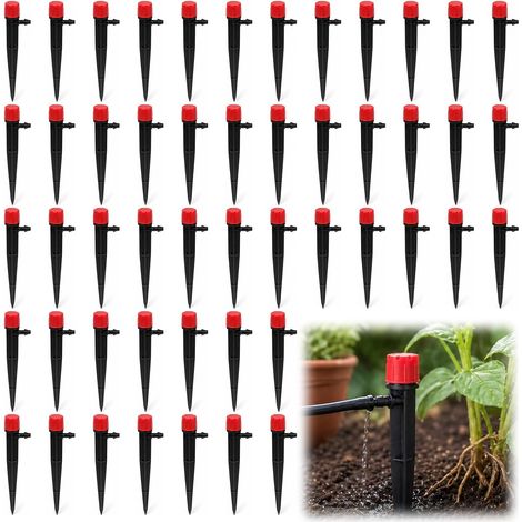 50 Pieces Adjustable Irrigation Dripper, 360 Degree Micro Drip Sprinklers with 8 Holes and Barb Insertion Fittings, for 4/7 mm Pipes, for Greenhouses, Potted Plants, Automatic Watering Systems (1/5)