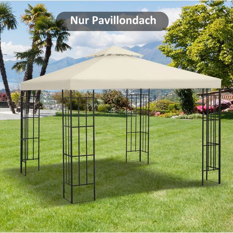 Ersatzdach für Pavillon 300x300x18 cm aus Polyester, elfenbein, wasserabweisend – MEUBLIV (1/5)