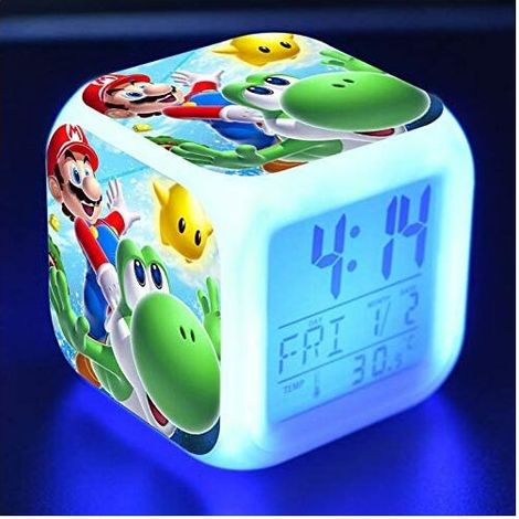 Super Mario Mini-LED-Digitalwecker (7,6 cm) für Jungen-Kinderzimmer – Datum, Uhrzeit, Temperatur