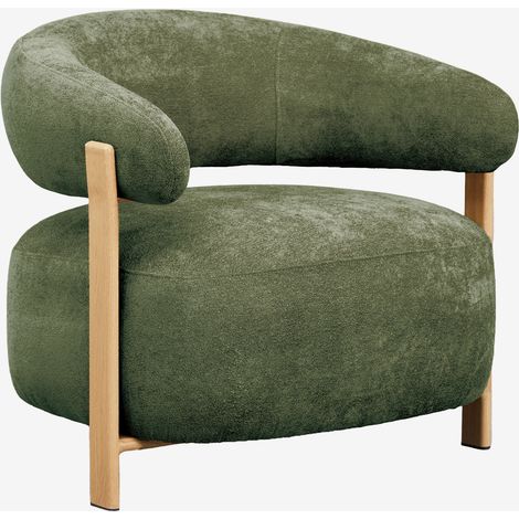 SKLUM Sessel aus Chenille-Stoff und Eisen Jolie Braun Naturholz