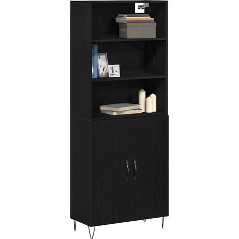 Maison Exclusive - Aparador alto 2 pcs Roble Negro Madera de inge