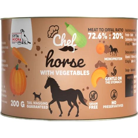 Comida húmeda para perros adultos Syta Micha chef Mono de carne de caballo y vegetales 200 g