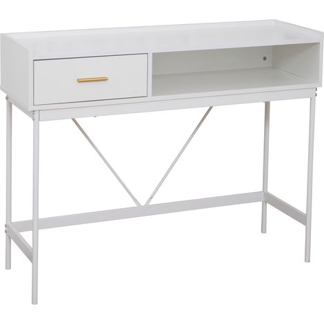 SVITA VALEO Konsolentisch schmal mit Ablage Standregal Flurtisch mit Schublade Weiß (1/5)