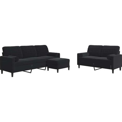 Maison Exclusive - Set di Divani 3 pz con Cuscini e Rinforzi Nero in Velluto