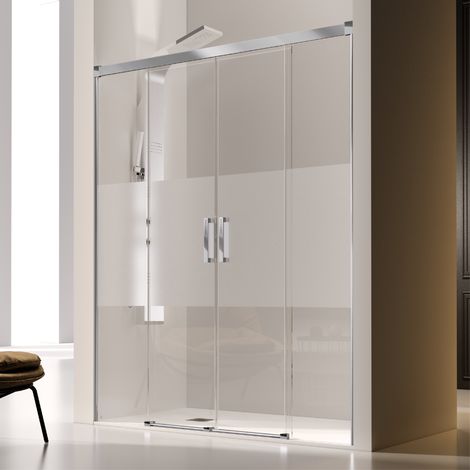 Duschwand für Nische mit 2 Schiebetüren GLASÉ - 6mm / 160 cm / mit Sichtschutz