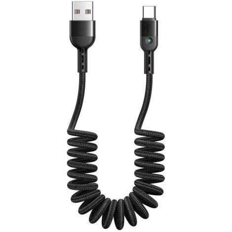 Câble enroulé, câble élastique USB-C, câble rétractable, câble de chargement de type C QC 4.0, câble de chargement câble en spirale, câble de chargement de voiture, Compatible avec S10 S9 S8 Huawei P3 (1/5)