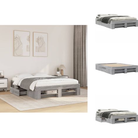 Cadre de lit sans matelas sonoma gris 120x190 cm - Cadre De Lit - Cadres De Lit - Meubles De Chambre À Coucher - Lit (1/5)