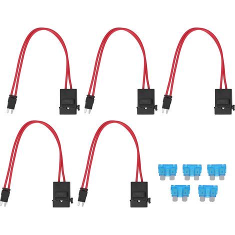 Connecteur porte-fusible de voiture, 5 pièces, Mini extension de fil robuste pour véhicule ATM 20A 16AWG avec 5 fusibles ACK S 10.9mm (1/5)