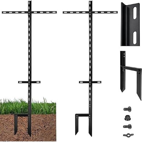 2 Piquets en T Noirs 130cm 2mm Poteaux Acier pour Panneaux Jardin et Signalisation (1/5)