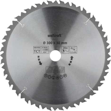 wolfcraft - Lame de Scies Circulaires sur Table - 28 Dents et Diamètre 300 mm - réf. 6741000