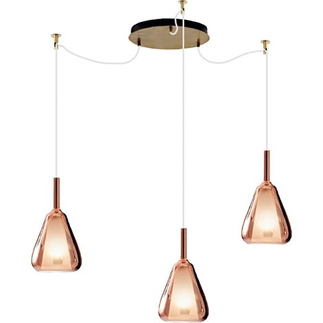 Sospensione vetro rame specchiato gea luce ofelia s11 e27 led lampada soffitto ragnatela multiluce (1/5)