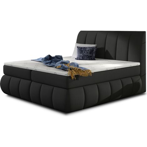Lit continental tissu noir Florencia-140x200 (1/5)