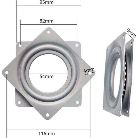 Placa giratoria con rodamiento de bolas, base giratoria, placa giratoria de 360°, pivote metálico cuadrado, barra giratoria para taburete de barco, placa de asiento giratoria para taburete, 4 pulgadas (1/4)