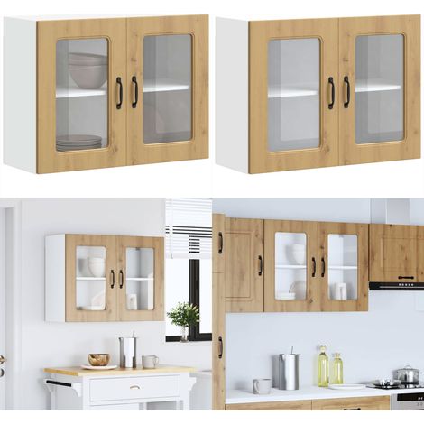 vidaXL Küchen-Hängeschrank mit Glastür Artisan-Eiche Holzwerkstoff (1/5)