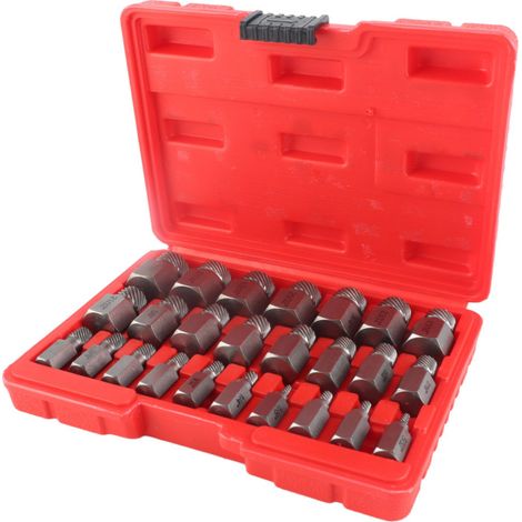 Kit de 25 extracteurs de vis endommagées en acier chrome-molybdène pour boulons hexagonaux. (1/5)