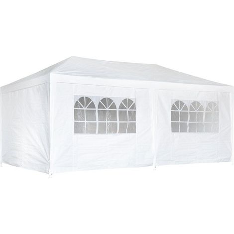 Tente Bruma 18 m² en acier blanc – Structure rectangulaire – Couverture en polyéthylène 100 g/m² – Montage rapide à 4 personnes