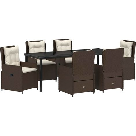 Maison Exclusive - Set da Pranzo per Giardino 7 pcs Marrone polyrattan