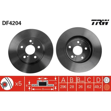 DISQUE DE FREIN AVANT DF4204 TRW (1/2)