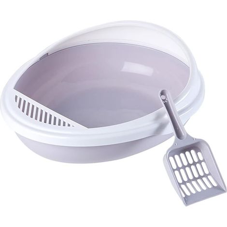 Katzentoilette mit Schaufel und Sicherheitsabdeckung. Aus PP-Material. Abnehmbare, halboffene Katzentoilette mit Sicherheitsabdeckung.
