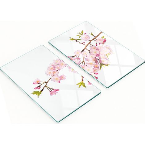 Planches décoratives multifonctions de cuisine en verre trempé, motif rose sauvage, 2 x 30 x 52 cm (1/5)