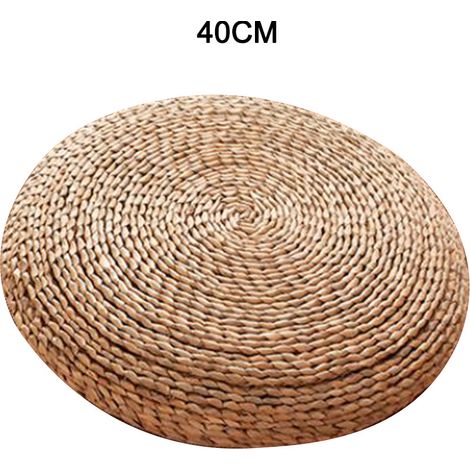 Coussin de méditation polyvalent, rustique, rond, tissé, fait à la main, tapis de jonc, 15,7 pouces (1/5)