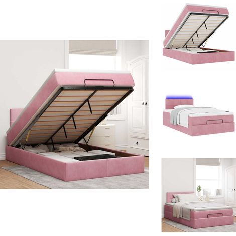 Cadre de lit ottoman avec matelas rose 120x200 cm velours - Cadre De Lit Ottoman - Cadres De Lit Ottoman - Cadre De Lit - Cadre De Lit Avec Rangement (1/5)