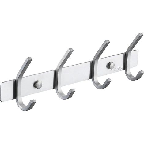 Rostfreie Wandgarderobe aus Edelstahl mit 3 Haken und Handtuchhalter-4-Hook