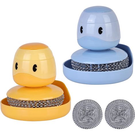 Lot de 2 Brosse Vaisselle - Brosse Vaisselle avec Réservoir de Savon Liquide, Brosses de Nettoyage Fonction de Pression, Brosse de Nettoyage de Décontamination pour Le Nettoyage Plate Evier (1/3)