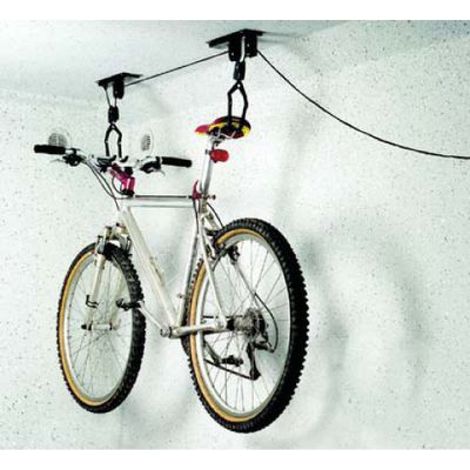 Support de Rangement pour Vélo - Système de Suspension au Plafond - Pour Vélos Jusqu'à 20 kg - Kit Complet avec Poulies et Crochets
