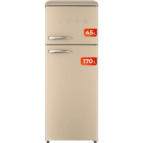 EVVO Réfrigérateur 2 portes, style rétro, réfrigérateur 170 L, congélateur 45 L, design vintage, tiroir Crisper Zone (1/5)