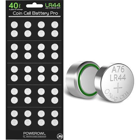 Piles Boutons LR44 AG13 CR44 357 303 A76 Pile alcaline 1,5 V 40 PCS (1/5)