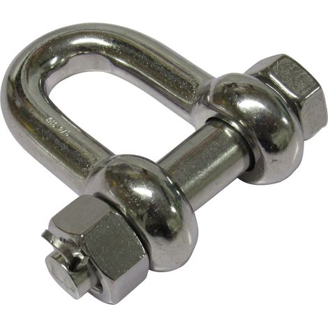 Stainless Steel Lifting D Shackle Safety Pin 1 Ton (Load Rated Dee Chain Connector Trawler)