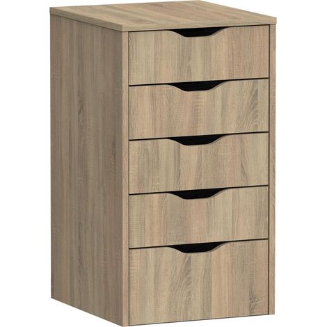Mobimarket – Cajonera 5 tiroirs en aggloméré blanc – Dimensions 71 x 40 x 43 cm – Guides métalliques pour tiroirs – Montage nécessaire