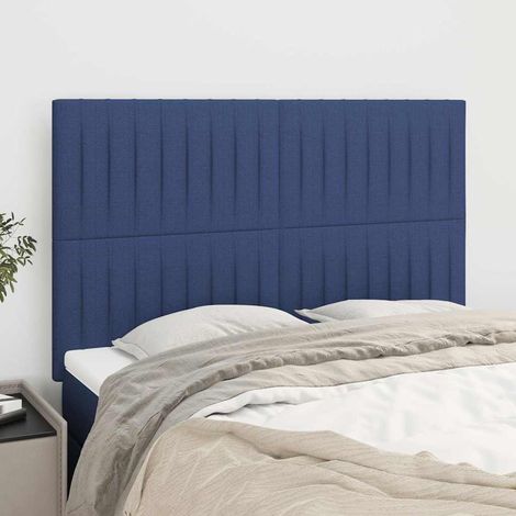 vidaXL Cabecero de cama azul 144x5x118/128 cm Tela (1/5)