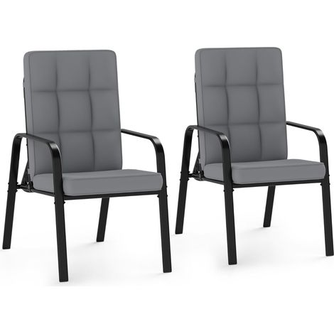 Adjustable Patio Chairs Set of 2 with Cushions, Grey