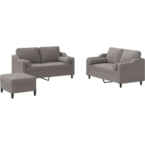 vidaXL Set Divani 3 pz con Cuscini Tortora in Tessuto (1/5)