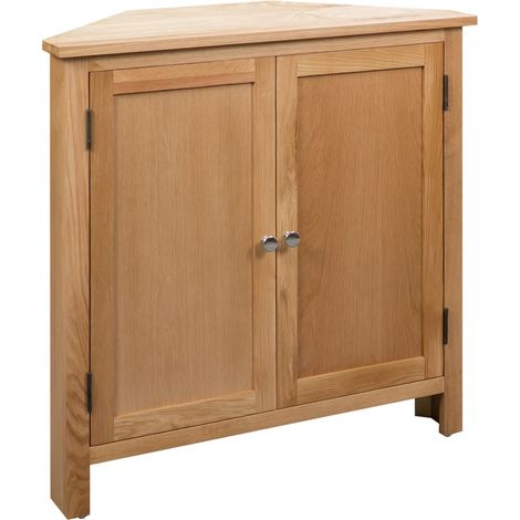Armoire d'angle salon, Meuble de Rangement d'angle Style moderne 80 x 33,5 x 78 cm Bois de chêne massif HYB41764 (1/5)