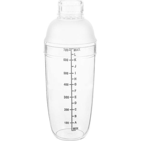 Shaker à cocktail transparent de 700 ml avec graduation (blanc), idéal pour mélanger cocktails, vins, thés au lait et autres boissons.-8x22cm-White