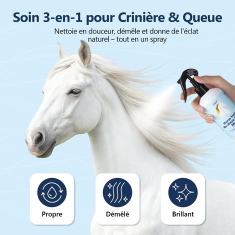 Spray Nettoyant sans Rinçage pour Crinière et Queue de Cheval Démêlant et Lustrant 300 ml