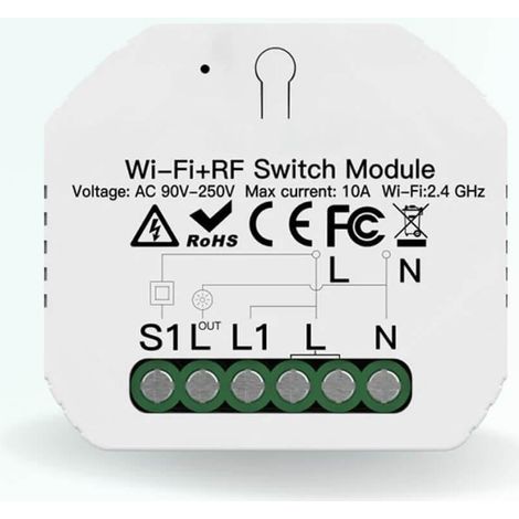 Module interrupteur connecté 10A - WIFI + RF 433 - 1 voie
