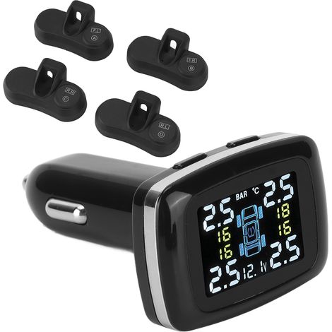 Système de surveillance de la pression des pneus TPMS intelligent avec 4 capteurs intégrés et allume-cigare (1/5)