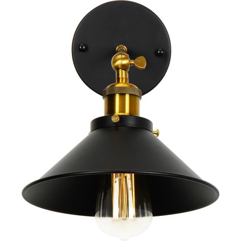 Ø22CM Aplique De Pared Moderno Retro Lámpara De Pared Vintage Interior Aplique De Pared Metal (Negro) E27 (1/5)