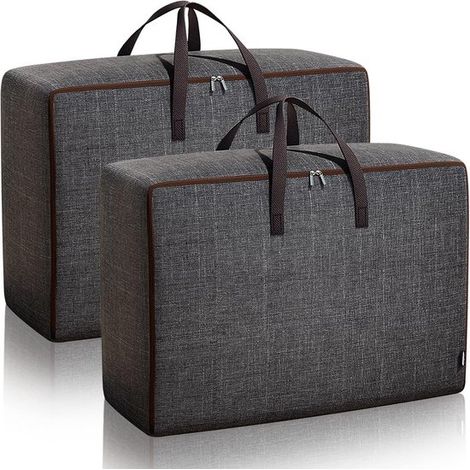 Bolsa de almacenamiento para funda nórdica，2 bolsas de almacenamiento grandes con cremalleras，bolsa organizadora de tela Oxford (1/2)