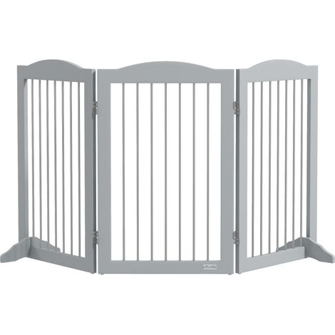 Cancello di sicurezza pieghevole 3 pannelli 154 x 30 x 80 cm stabilità sicura montaggio rapido a pavimento moderno in MDF grigio 210007447