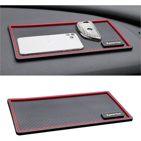 Tapis De Tableau De Bord Antidérapant pour Voiture, Tapis Antidérapant Universel pour Tableau Bord, Voiture Dash Mat Anti-Slip Lunettes Soleil GPS avec Clé(Texture Fibre Carbone) (1/5)