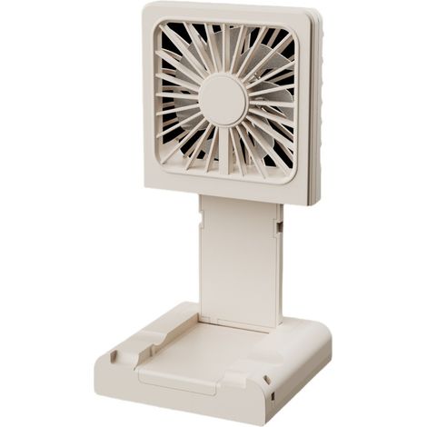 APEX Mini ventilateur portable - Gris - Fonctionne sur piles - Pliable - Support pour téléphone en ABS (1/4)