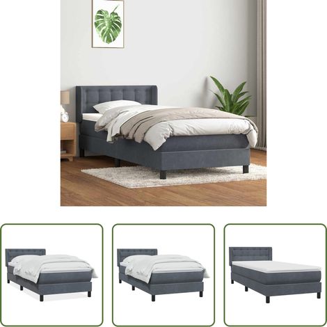 vidaXL Samt - Boxspringbett mit Matratze Dunkelgrau 80x210 cm Samt (1/5)