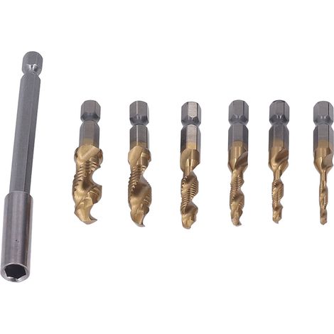 Perceuse taraudeuse combinée M3-M10 hélicoïdale, embout hexagonal pour acier, aluminium, tôle fine et métal doré. (1/5)